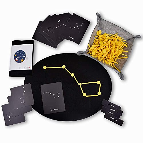 DeFieltro Constructor de Constelaciones de Fieltro - Constructor Estelar con Tapete - Juguete Montessori Educativo para Niños