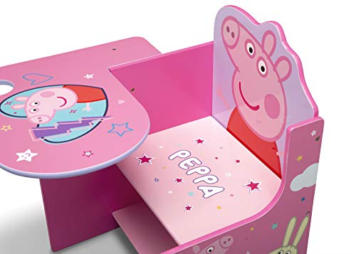 Delta - Escritorio para silla infantil con contenedor de almacenamiento - Ideal para manualidades y manualidades, tiempo de merienda, educación en casa, tareas y más, Peppa Pig