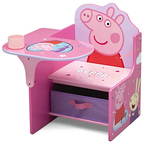 Delta - Escritorio para silla infantil con contenedor de almacenamiento - Ideal para manualidades y manualidades, tiempo de merienda, educación en casa, tareas y más, Peppa Pig