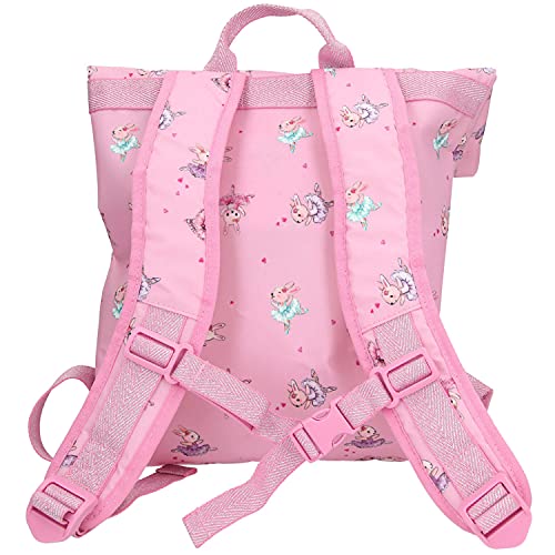 Depesche 10055 Princess Mimi - Mochila con diseño de conejo, aprox. 41 x 31 x 1,5 cm, color rosa, para guardería, con compartimento principal para envolver, correas acolchadas y correa para el pecho