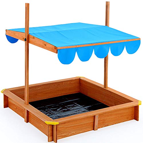 Deuba Arenero Infantil de Madera para niños jardíncon protección Solar UV50 Techo Ajustable