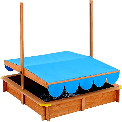 Deuba Arenero Infantil de Madera para niños jardíncon protección Solar UV50 Techo Ajustable