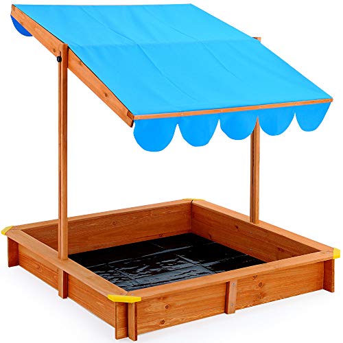 Deuba Arenero Infantil de Madera para niños jardíncon protección Solar UV50 Techo Ajustable