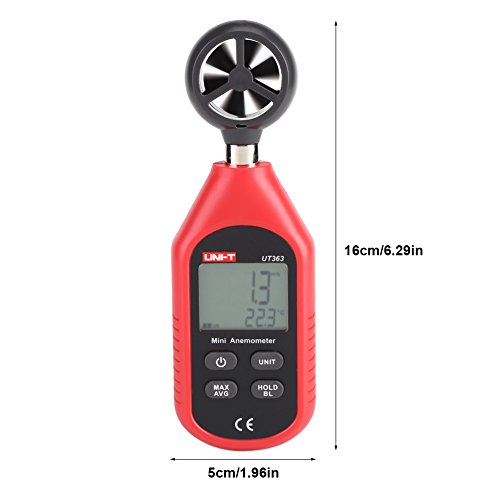 Dibiao Uni- T UT363 Anemómetro Digital LCD de Alta Precisión Medidor de Temperatura de Velocidad del Viento Probador Medidor de Flujo de Aire de Mano