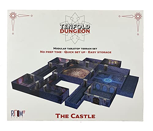 Diez veces Dungeon Terrain – Alfombrillas de batalla 3D para juegos de rol, configuración rápida de azulejos de mapa y almacenamiento fácil con cuadrícula cuadrada de Mazmorras y dragones Castillo