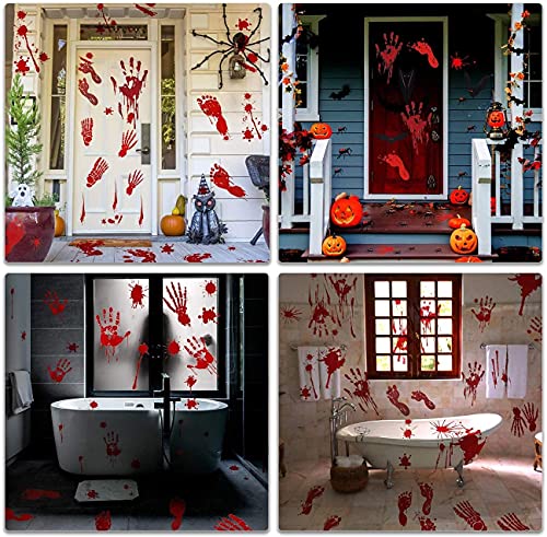 Diko Pegatinas de Halloween, 9 Piezas Sangrientase Handprint Pegatina, Horror PVC Pegatinas para, Halloween Decoraciones, para Ventana, Puerta, Baño Halloween Pegatinas