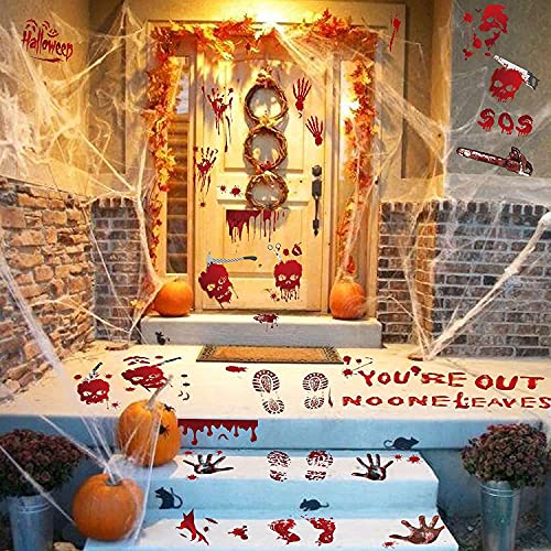 Diko Pegatinas de Halloween, 9 Piezas Sangrientase Handprint Pegatina, Horror PVC Pegatinas para, Halloween Decoraciones, para Ventana, Puerta, Baño Halloween Pegatinas