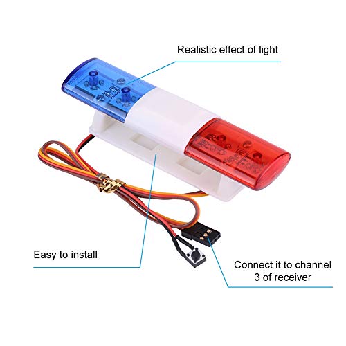 Dilwe RC Luces de Coche, 7 Modos Intermitentes Simulación Policia Flash Nocturno Sistema de Luz Led para Vehiculo de Manejo de Accidentes