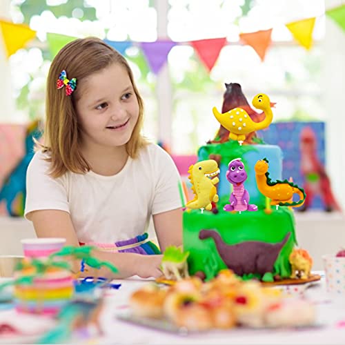 Dinosaurio Cupcake Topper simyron 4pcs Decoracion Tarta Decoración Dinosaurio Pastel Toppers y Cupcake Wrappers para Tartas en la Fiesta de Cumpleaños de Comunion de los Niños