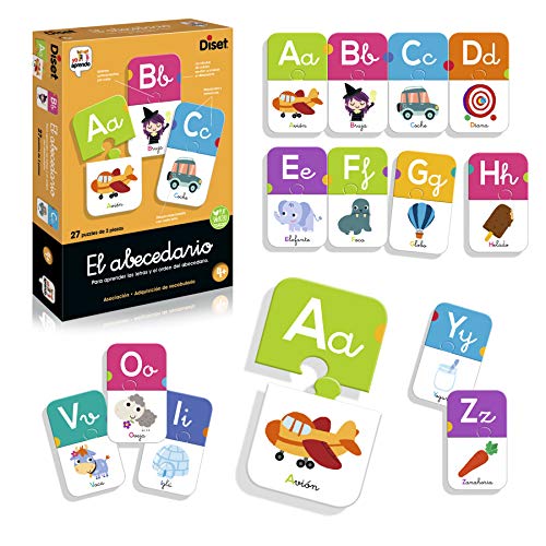 Diset -El Abecedario Juego Educativo, Multicolor (68963) + -Las Sílabas Juego Educativo, Multicolor (68962)