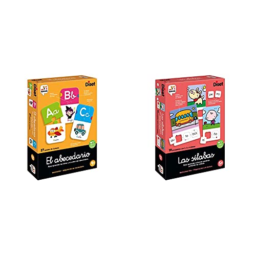 Diset -El Abecedario Juego Educativo, Multicolor (68963) + -Las Sílabas Juego Educativo, Multicolor (68962)