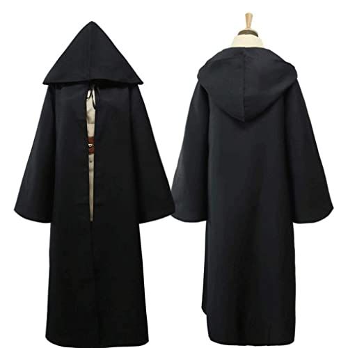 Disfraces de Halloween para hombres Conjunto completo creativo Túnica con capucha Capa de túnica Disfraces de Jedi Traje para Halloween Cosplay Traje de samurái para hombres y mujeres (Color: Negro,