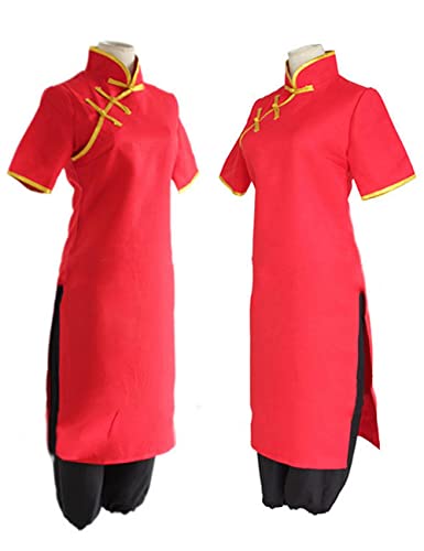 Disfraz de anime Gintama Kagura, conjunto de uniforme chino Cheongsam utilizado para festivales de cosplay o fanáticos de Kagura Regalo-Rojo_M