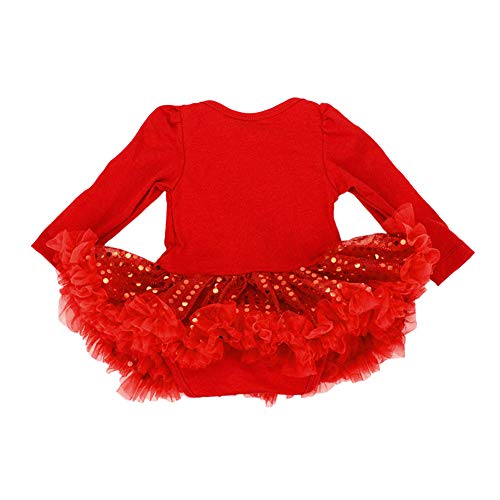 Disfraz de bebé para niña con diadema y calentadores de piernas, para Papá Noel, con volantes y falda tutú recién nacido, princesa, Navidad, disfraz de fiesta, 3pcs Red My 1st Christmas, 1 mes