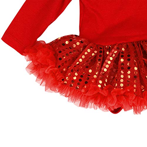 Disfraz de bebé para niña con diadema y calentadores de piernas, para Papá Noel, con volantes y falda tutú recién nacido, princesa, Navidad, disfraz de fiesta, 3pcs Red My 1st Christmas, 1 mes