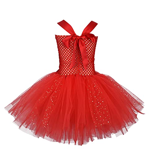 Disfraz de Diablo para Niñas Princesa Vestido Tutu de Tul Diadema de Cuerno con Varitas Trajes de Fiesta de Cumpleaños Vestido de Noche Navidad Cosplay Halloween Carnaval Fotografía Rojo 11-12 Años