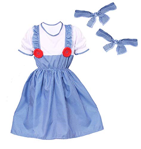 DISFRAZ DE DOROTHY PARA NIÑAS. EL MAGO DE OZ DISFRAZ DE DOROTHY PARA DÍA MUNDIAL DEL LIBRO/SEMANA DEL LIBRO. VESTIDO DOROTY + CINTAS PARA EL CABELLO + CESTA + TOTO PERRO DE JUGUETE (PEQUEÑO)