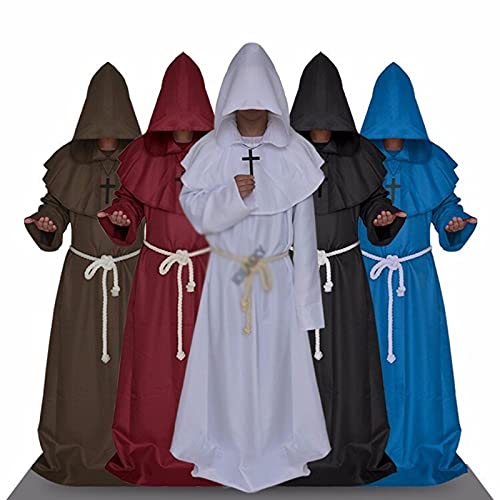 Disfraz de Halloween del payaso Halloween Halloween con capucha con capucha máscara de traje sombrero para hombres cosplay sacerdote horror asistente capas capas Para el carnaval de Halloween