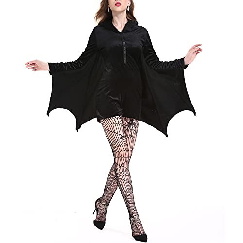 Disfraz de Halloween para Cosplay de Adultos, Fiesta de Halloween Gonk Tamaño Tallas de Murca de Halloween Murciélago de una Pieza Vampire Bruja Oscuro Murciélago Uniforme,Negro,M