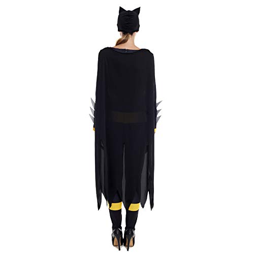 Disfraz Superheroína Mujer Bat Girl Murciélago Capa Máscara【Tallas Adulto S a L】[Talla M] | Disfraces Mujer Superhéroes Carnaval Halloween Regalos Chicas Cosplay Cómics