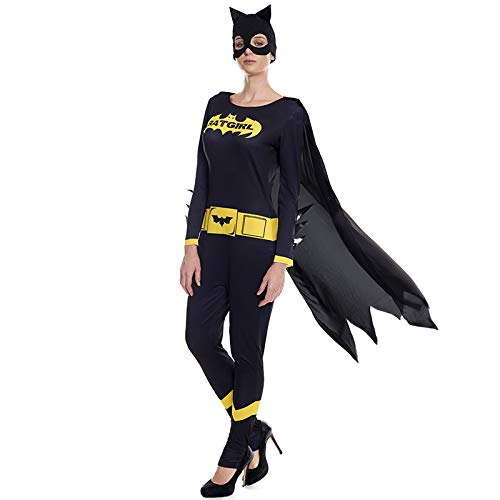 Disfraz Superheroína Mujer Bat Girl Murciélago Capa Máscara【Tallas Adulto S a L】[Talla M] | Disfraces Mujer Superhéroes Carnaval Halloween Regalos Chicas Cosplay Cómics