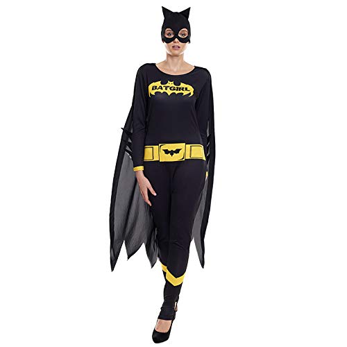 Disfraz Superheroína Mujer Bat Girl Murciélago Capa Máscara【Tallas Adulto S a L】[Talla M] | Disfraces Mujer Superhéroes Carnaval Halloween Regalos Chicas Cosplay Cómics