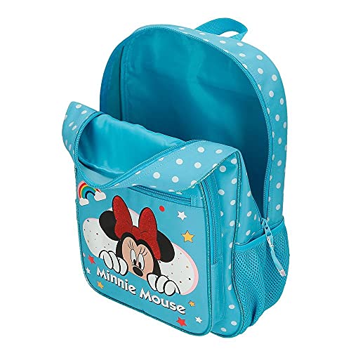 Disney Minnie Rainbow Mochila Escolar con Carro Azul 30x40x13 cms Poliéster 13,22L