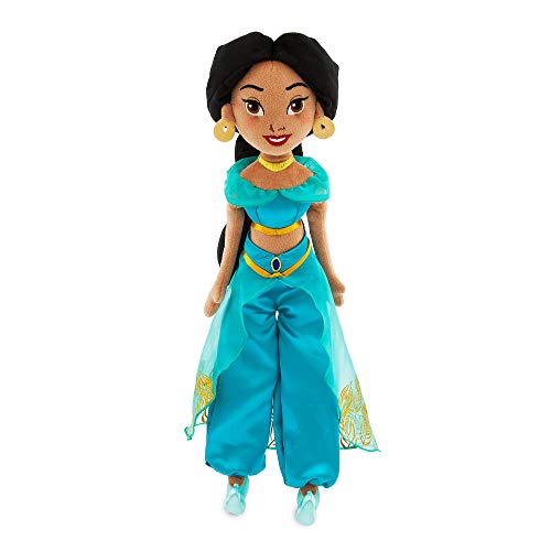 Disney Store: muñeca de Peluche de la Princesa Jasmine, Aladdín, 48 cm, Juguete con un Elegante Traje de Dos Piezas y una Cinta para el Pelo, Adecuada para Todas Las Edades