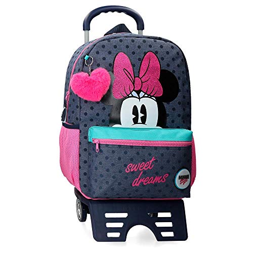 Disney Sweet Dreams Minnie Mochila Escolar con Carro, 42 cm, color Azul