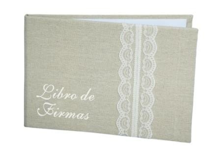 DISOK - Libro De Firmas Yute Bodas Kraft - Libros de Firmas para Bodas Retro, Vintage, Originales