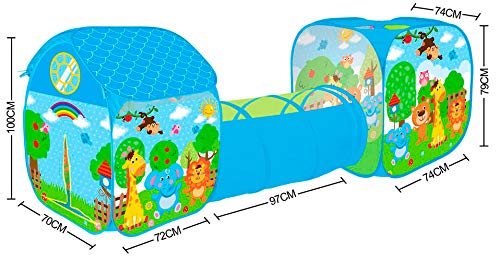 DISOK - Tunel Zoo Animales Plegable 3 en 1 Bebé Infantil. Aventura Túnel Tienda Plegable Interior Al Aire Libre Juego