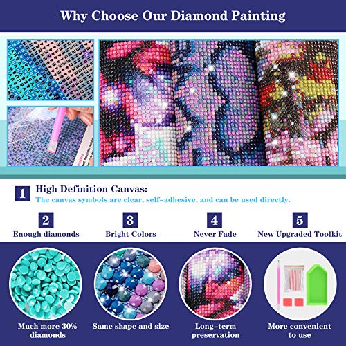 DIY Punto de Cruz Diamante Kit Completo para Principiantes, 5D Diamond Art Kit para Adultos, Cuadro para Pintar con Numeros, Regalos de Niños, Artes y Manualidades para Decoración de Pared, 40 x 30cm