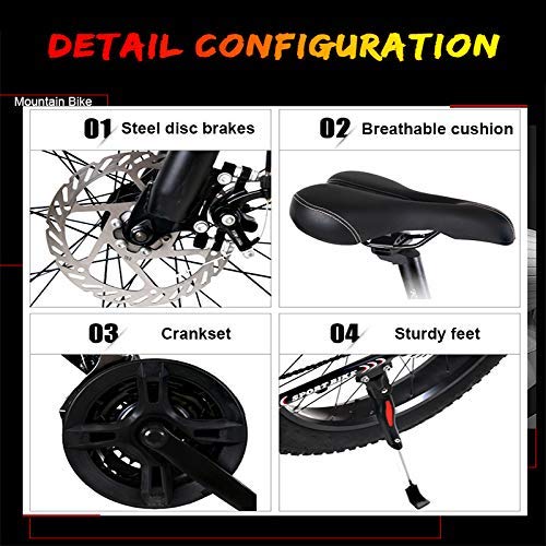 DJYD 26 Pulgadas Bicicleta de montaña Rígidas, Adulto Fat Tire Bicicletas de montaña, Frenos de Disco mecánicos, Suspensión Delantera Bicicletas Hombres Mujeres, Negro Rayos, 27 Velocidad FDWFN