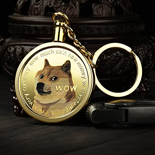 Dogecoin Coins Llavero Llavero Shiba Inu Dog Meme Mucho Wow a la Luna - dorado - Small