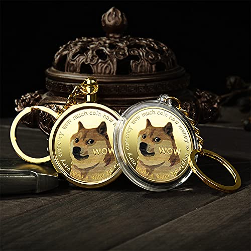 Dogecoin Coins Llavero Llavero Shiba Inu Dog Meme Mucho Wow a la Luna - dorado - Small