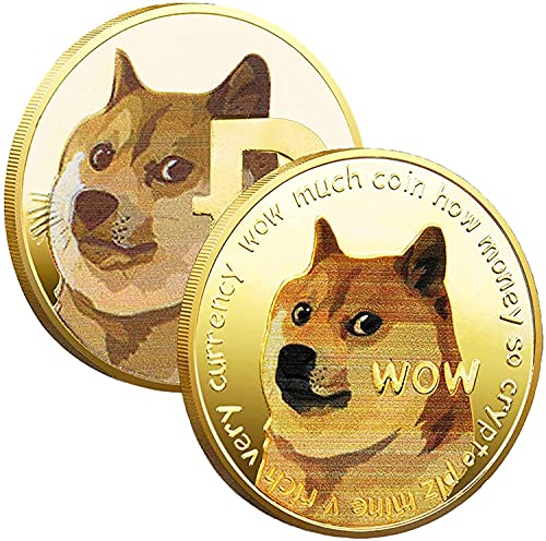 Dogecoin Coins Llavero Llavero Shiba Inu Dog Meme Mucho Wow a la Luna - dorado - Small