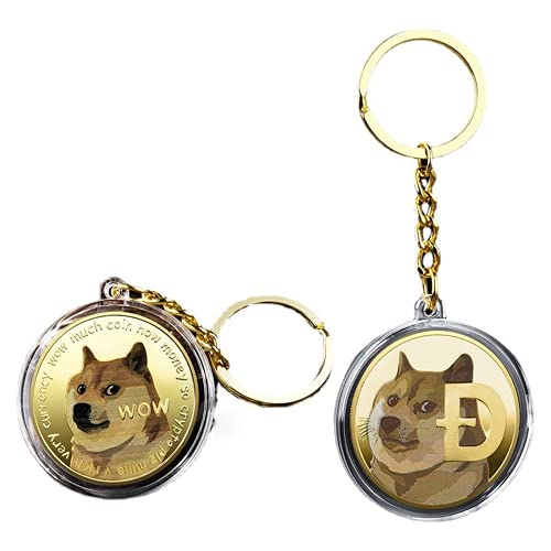 Dogecoin Coins Llavero Llavero Shiba Inu Dog Meme Mucho Wow a la Luna - dorado - Small