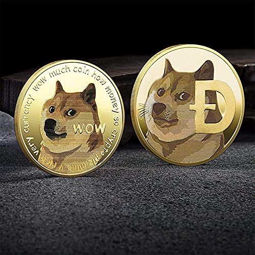 Dogecoin Coins Llavero Llavero Shiba Inu Dog Meme Mucho Wow a la Luna - dorado - Small