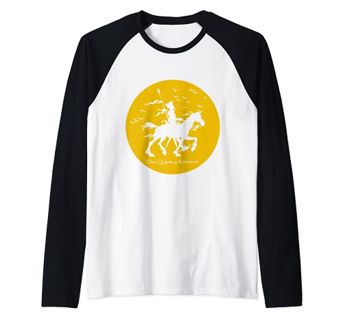 DON QUIJOTE y ROCINANTE cabalgando, Literatura Camiseta Manga Raglan