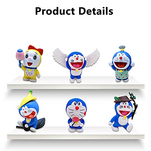 Doraemon Adornos para Tartas,Mini Doraemon Caricatura Cake Topper, Fiesta de Cumpleaños DIY Decoración Suministros,Baby Baptism Birthday Party Cake Decoraciones,6 Piezas