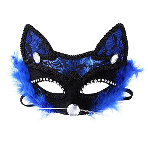 dPois Máscara de Encaje de Fénix Lujo Atractiva Mujer Antifaz Máscara de Ojo Brillante para Halloween Cóctel Veneciano Mascarada Carnaval Fiesta Baile Danza Disfraz Azul One Size