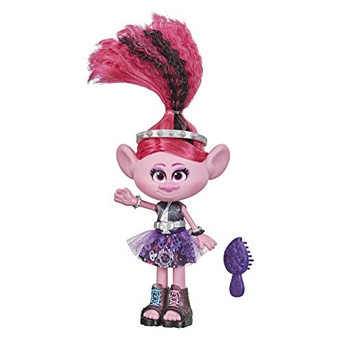 DreamWorks Trolls World Tour Glam Rockin' Poppy Muñeca de Moda con Vestido, Zapatos y más, Juguete de Moda para niñas