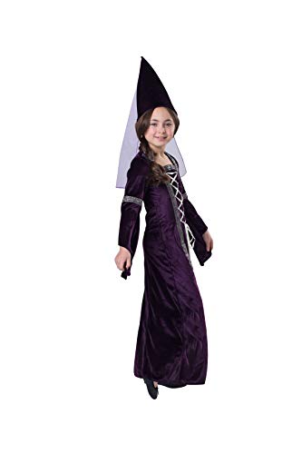 Dress Up America Medieval Princess Traje - Renacimiento Dress Up Set para niñas - El juego incluye vestido púrpura y Hennin Hat - M (8-10)