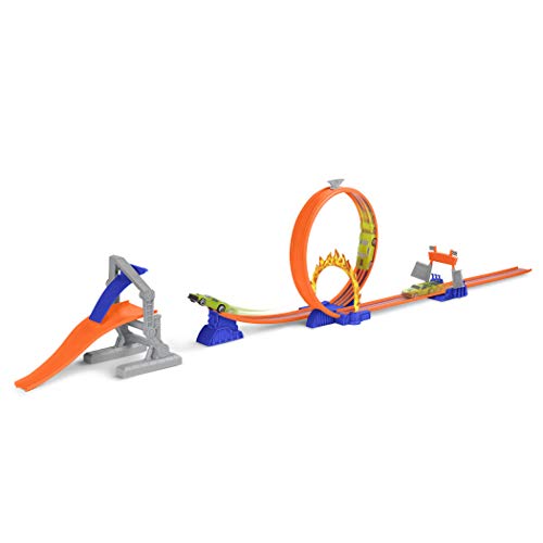 DRIVEN by Battat WH1216Z Set Stunt Jump Extreme - Juego de 16 Piezas de Pista con Anillo de Fuego, rampa de Aterrizaje y 1 Coche de Carreras y Juguetes para niños a Partir de 3 años