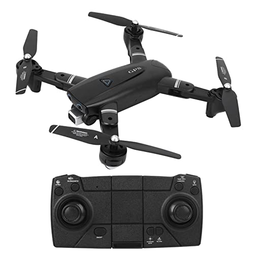 Drone RC con Cámara, Quarcopter RC Plegable WiFi Retención De Altitud, Modo Sin Cabeza, Vuelo Asistido por GPS, Rotación De 360 ​​Grados, Retorno con Una Tecla para Niños(Negro 2.4G 1080P)