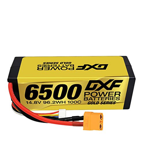 DXF 4S Batería Lipo 14.8V 100C 6500mAh Batería rígida con Enchufe XT90 para vehículos RC 1/8 y 1/10 Coche RC Buggy Truggy RC Avión UAV Drone FPV