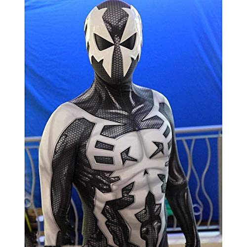 DYB Disfraz de Spiderman Blanco y Negro para Adultos, Unisex, para Hombre, Mono de Spider-Man, Traje de Halloween, Lycra, Mono Ajustado, Ropa de Cosplay, Adornos navideños