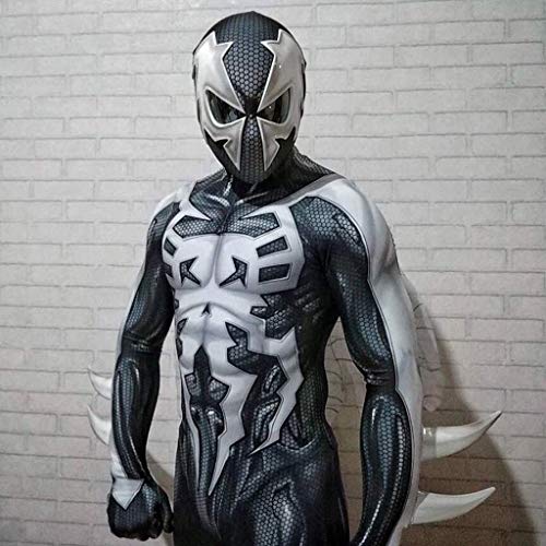 DYB Disfraz de Spiderman Blanco y Negro para Adultos, Unisex, para Hombre, Mono de Spider-Man, Traje de Halloween, Lycra, Mono Ajustado, Ropa de Cosplay, Adornos navideños