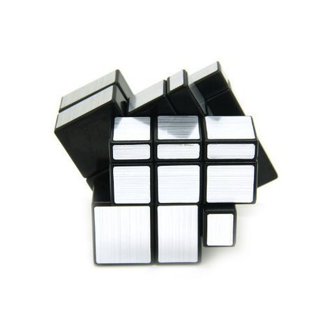 EasyGame - 3x3x3 Espejo Plata Speed Cube Puzzle Blanco Cuerpo + Plata ticker (Plata + Negro)