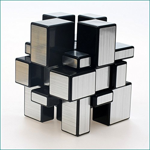 EasyGame - 3x3x3 Espejo Plata Speed Cube Puzzle Blanco Cuerpo + Plata ticker (Plata + Negro)